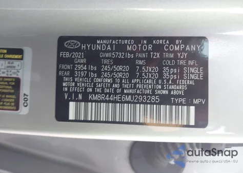 2021 Hyundai Palisade Sel from USA, damaged, VIN KM8R44HE6MU293285